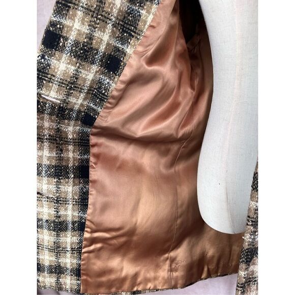 Vintage 1950s Plaid Wool Outer Coat Mod MCM Mad Men - Picture 8 of 10